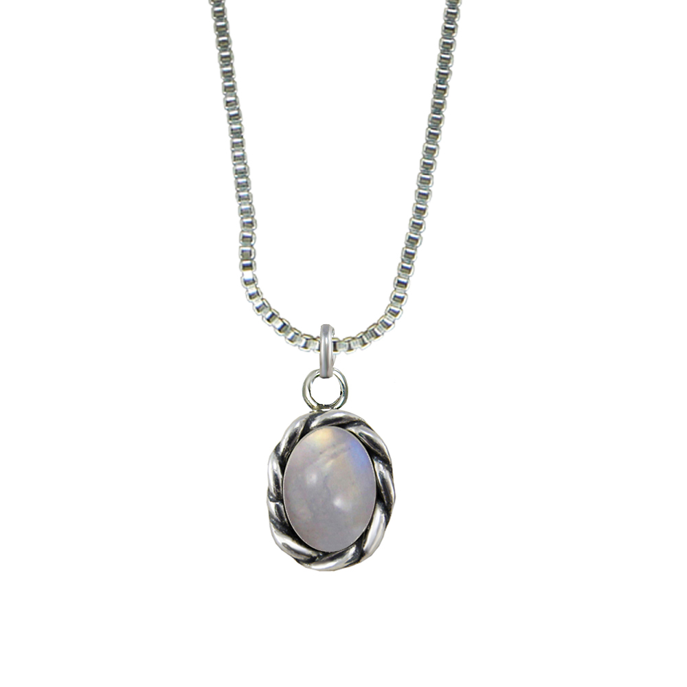 Sterling Silver Little Rainbow Moonstone Pendant Necklace